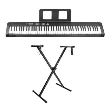 Imagem de Kit Piano Digital 88 Teclas GrandKey Sonoros E Suporte Para Teclado Em