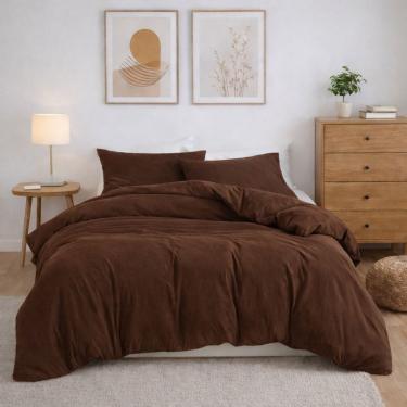 Imagem de Capa Duvet Queen 100% Poliéster Amarração 4 Cantos Marrom Home&Cia