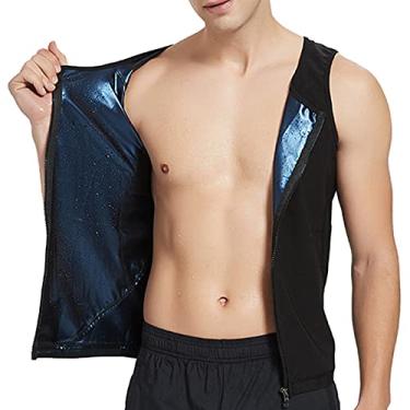 Imagem de Colete masculino para treino de cintura com zíper colete modelador de corpo camiseta regata slim para perda de peso colete treinador(L XL)(Zíper)