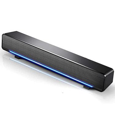 Imagem de Barra de som, estéreo multifunção envolvente som de graves profundos USB com fio interno caixa de reprodutor de música 3,5 mm entrada para celulares PC (preto)