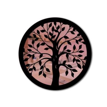 Imagem de Quadro Decorativo Árvore Da Vida Rose Espelhado Em Mdf - Papel E Pared
