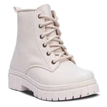 Imagem de Bota Infantil Feminina Coturno Casual Salto Tratorado 09.05J (Off White, BR, Criança de 9 a 12 anos, Numérico, 34)