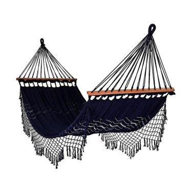 Imagem de Rede De Dormir Descanso Azul Marinho Com Madeira