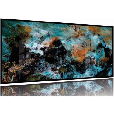 Imagem de Quadro Decorativo Abstrato Azul Preto 130x60 Moldura Preta 2x2