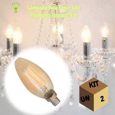 Imagem de Kit 2 Lâmpadas Vela Super Led Filamento Soquete E14