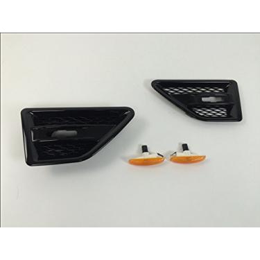 Imagem de 2 peças serve para Land Rover LR2 Freelander 2 2006-2016 grades de ventilação lateral guarnições de barra de malha moldura preta com luz amarela