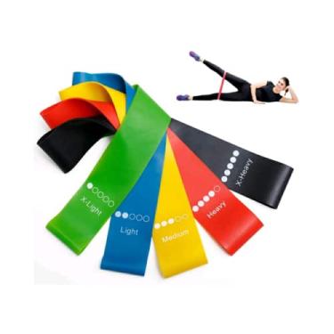 Imagem de Kit 5 Mini Band Elastico Exercicio Academia Treino em Casa Pilates Yoga e Funcional