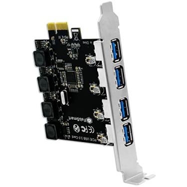 Imagem de Cartão USB PCIE USB 3.0 PCIE da FebSmart 4 Ports Superspeed 5Gbps PCIE USB 3.0 Cartão PCI Express USB Cartão de expansão PCIE USB 3.0 PCI Express Cartão USB 3.0 Cartão USB 3.0 Alimentado por Slef-Power Cartão USB 3.1 para PCs, Preto, USB 3.0 4-Ports