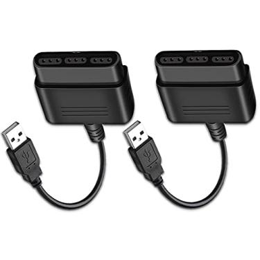 Imagem de vienon Conversor adaptador de controlador PS2 para USB, pacote com 2 unidades compatível com controle PS1/PS2 Gamepad para controle PS3/PC, sem necessidade de driver