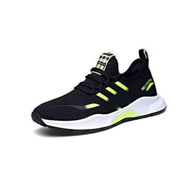 Imagem de Jueshanzj Spring sapatos masculinos de malha respirável para homens sapatos de corrida casual tendência verde 41