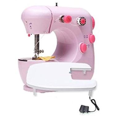 Imagem de Máquina de costura pequena para casa pequena elétrica mini máquina de costura multifuncional máquina de costura manual (presente 10 acessórios) rosa atualizado