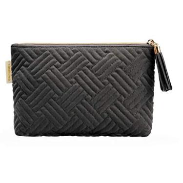 Imagem de BAGSMART Bolsa de maquiagem para viagem, bolsa de cosméticos de camada dupla, rosa, - Preto - 1 peça, Small, Elegante