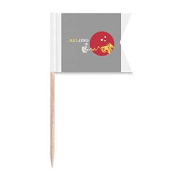 Imagem de Bandeiras de palito de dente para festas de bolo e comida com tema de Pequim