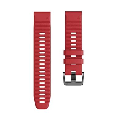Imagem de HAZELS para pulseiras de relógio Garmin 22mm de largura pulseira de substituição de silicone macio pulseira de relógio dedicada para Garmin Fenix 7/Fenix 5/Fenix 6/Fenix 5 Plus/Fenix 6 Pro/Forerunner 935 945 (Cor: Vermelho, Tamanho: 22mm