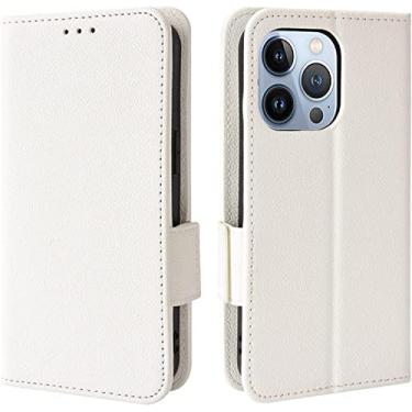 Imagem de RAYESS Capa carteira para iPhone 14/14 Plus/14 Pro/14 Pro Max, capa flip de couro premium com suporte de cartão e recurso de suporte capa protetora magnética para telefone (cor: branco, tamanho: 14ProMax)