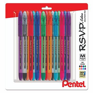 Imagem de Pentel RSVP Medium Point Pens - Ballpoint - 1.0 mm - Clear Barrel - Assorted Ink Colors, Pack Of 16