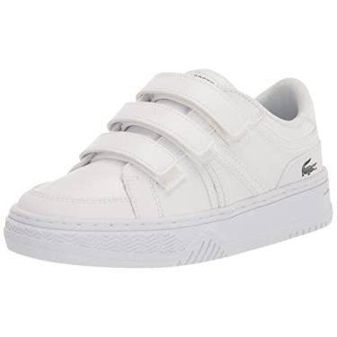 Imagem de Lacoste Tênis infantil unissex L001, Branco/brilhante/tronco/maçapão/azul java, 4.5 Toddler