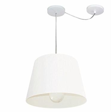 Imagem de Lustre Pendente com Desvio de Centro Cúpula Tecido 30/30x40 cm, Vivare Iluminação, Pendente4274 BR, Branco, Médio