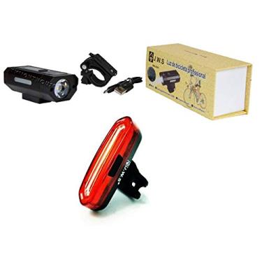 Imagem de Ultra Kit Para Bike Farol Lanterna JWS Profissional WS-8201 Impermeável + Farol Traseiro WS-096 Bike Multifunções Recarregável USB