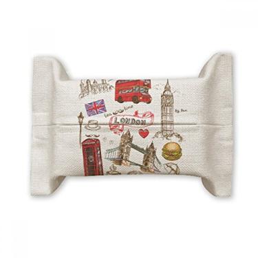 Imagem de Heart Tower Bus Car Bus Car UK Hamburger Landmark Face Tissue Paper Cover Holder Cotton Linen Bag