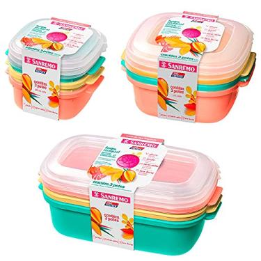 Imagem de 3 Potes para mantimentos com tampa 480ml, 3 potes 1100ml e 3 potes1300ml Livre BPA Sanremo