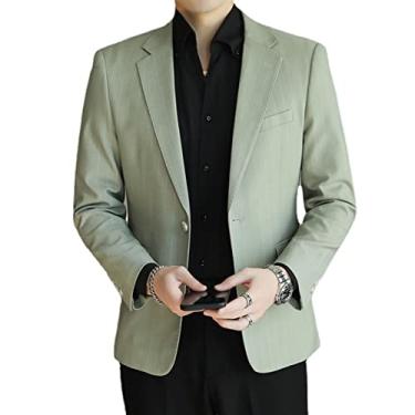 Imagem de Jaqueta Blazer Masculina, Ternos de Negócios Slim Fit Casaco Esportivo Sólido Único Breasted Outwear Festa de Casamento, Verde Claro, 4GG (58)