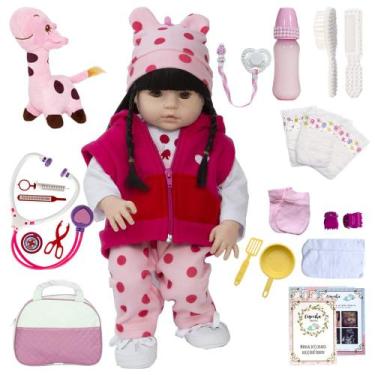 Boneca bebê reborn 48 cm silicone girafa roupa inverno menina em Promoção  na Americanas