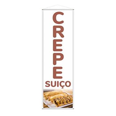 Imagem de Banner Crepe Suíço Preço Fundo Branco Comida Lona 100x30cm