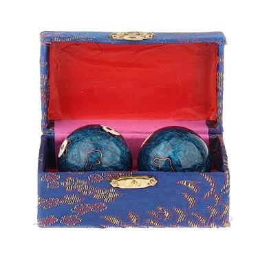 Imagem de Fancyes 2 pçs bolas de massagem para as mãos bolas chinesas com caixa de armazenamento exercitador de fitness durável suave portátil bolas de handebol, Panda Azul