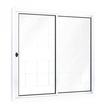 Imagem de Janela de Correr Aço 2 Folhas com Grade Quadrada Riobras 100cmx150cm Branco
