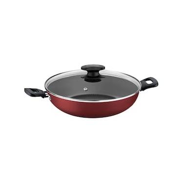 Imagem de Panela Wok com Tampa Tramontina Loreto com Revestimento Interno Antiaderente Starflon T1 Vermelha – 28 cm