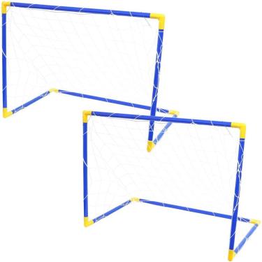 Imagem de 2 Golzinho de Futebol Mini Trave Gol Infantil com Rede Plástico Desmontável 105x78 Importway BW145