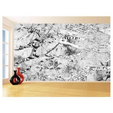 Imagem de Papel De Parede 3D Arte Recortes Jornal Preto 3,5M Tra95