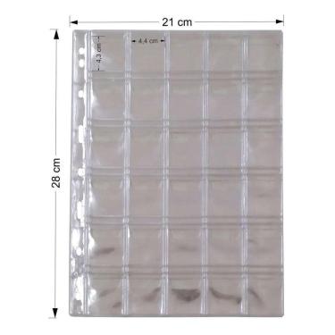 Imagem de 10 Folhas Plastico Moedas 30 Divisões Pccb/Mingt Com Aba