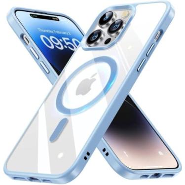 Imagem de Capa magnética cinza titânio natural para iphone 15 pro max 14 plus 13 12 14pro 15pro 13pro capa, céu azul, para iphone 15 plus