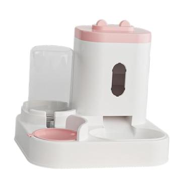 Imagem de Bothyi Comida de gato tigela de água para cães 2 em 1 alimentador automático para animais de estimação alimentação e bebida integrado lavável dispensador de, ROSA