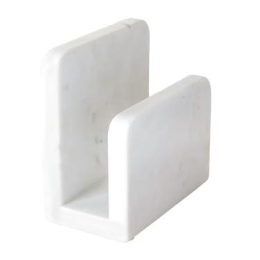 Imagem de 100 North Porta-guardanapos simples e elegante, pedra de mármore branca 12,7 x 7,5 cm para bancada