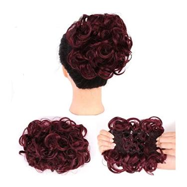Imagem de Mulheres Bun Scrunchies Extensões de cabelo cacheado bagunçado coque updo peruca chignons pentes fáceis de esticar grampo em extensões de rabo de cavalo para mulheres Pão (Color : Q8-99J)