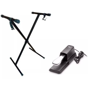 Imagem de Kit Suporte X Para Teclado + Pedal Sustain Stagg Susped 10