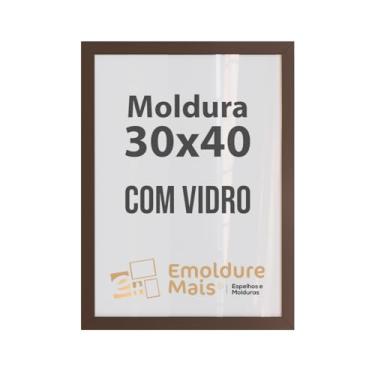 Imagem de Moldura de Madeira Para Folhas Documentos de 30cm x 40cm com Vidro Quadros Decorativos Porta Retrato de Parede Foto Fotografia Poster Imagem de Arte Diplomas (Tabaco)
