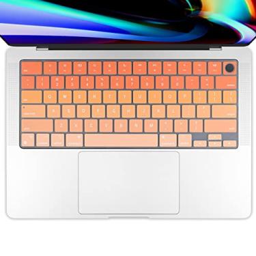 Imagem de Batianda Capa de teclado de cor gradiente premium para MacBook Pro 14'' Pro 16'' 2024 2023 M4 M3 M2 M1 Pro/Max Chip e novo MacBook Air 13 38.1 cm película protetora de silicone macio ao toque, laranja