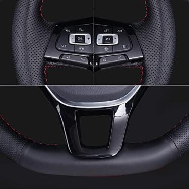 Imagem de BORATO Cobertura de volante de camurça preta para carro, para Mitsubishi Pajero Sport Montero Sport 2004 Acessórios