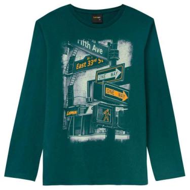 Imagem de Camiseta Juvenil Masculina Lemon Algodão Estampa New York Cor Verde