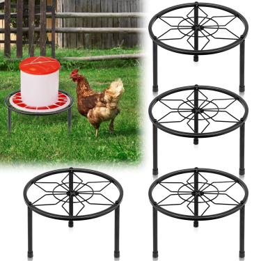 Imagem de LOTKEY Suporte de metal de 4 peças para bebedouro de galinha, suporte de alimentador de galinha com 3 pernas, acessórios de galinheiro, suporte de ferro para balde de alimentadores de pintinhos, para galinheiro interno e externo