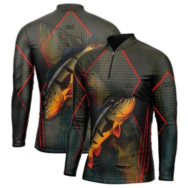 Imagem de Camisa de Pesca Proteção Solar UV Combate Tucunare Açu - Mar Negro-Unissex