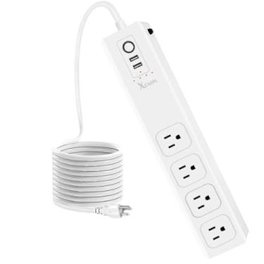 Imagem de ZigBee Smart Power Strip, protetor contra surtos ZigBee com 4 tomadas inteligentes controladas individualmente e 2 portas USB, compatível com Alexa Google Home, cabo de extensão de 1,8 m, hub Zigbee