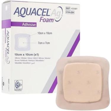 Imagem de Curativo Aquacel Ag Foam Adesivo Hidrofibra Com Prata 10x10cm (1 Unidade) - Convatec