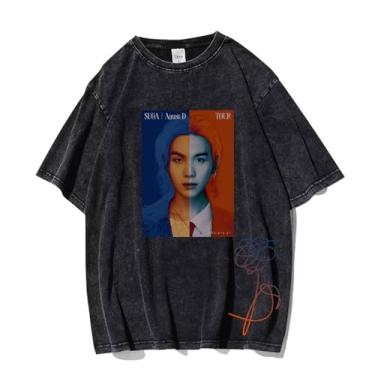 Imagem de Camisetas Su-ga Solo Agust D, camiseta k-pop vintage estampada lavada streetwear camiseta vintage unissex para fãs, 1, G