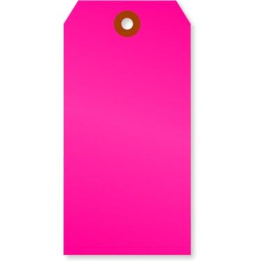 Imagem de SmartSign Etiquetas rosa fluorescentes com furo pré-perfurado - pacote com 100, 12 x 6 cm, tamanho nº 5, etiquetas em branco de 13 pontos de espessura com patch de fibra reforçada, etiquetas de cartão