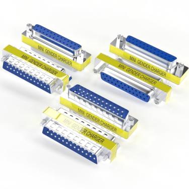 Imagem de Warmstor Pacote com 6 cabos seriais RS232 de 25 pinos DB25 macho para macho/fêmea para fêmea/macho para fêmea mini adaptador de troca de gênero conector de acoplador